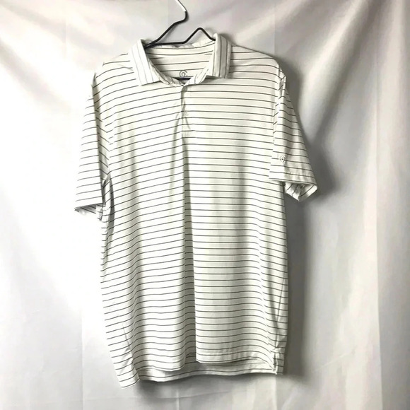 CHAMPION MENS SZ LG BLACK STRIPE POLO SHIRT - Picture 1 of 12